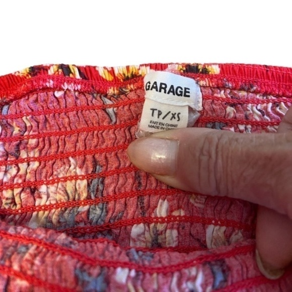 NWOT Garage Strapless Smocked Romper (Red) - Picture 8 of 10